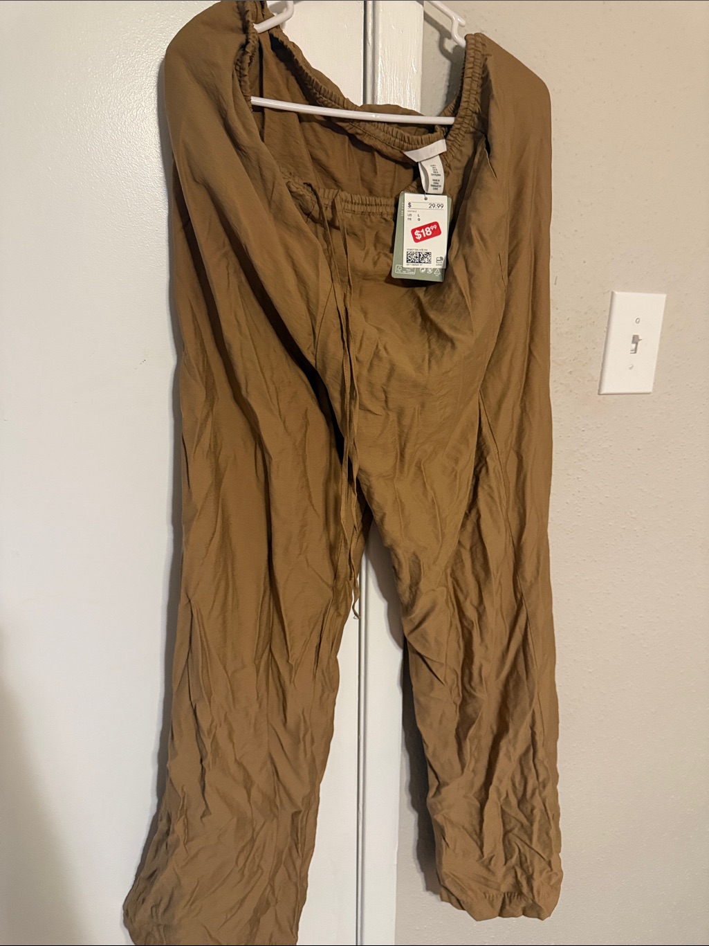 Lightweight Drawstring Pants - Brown